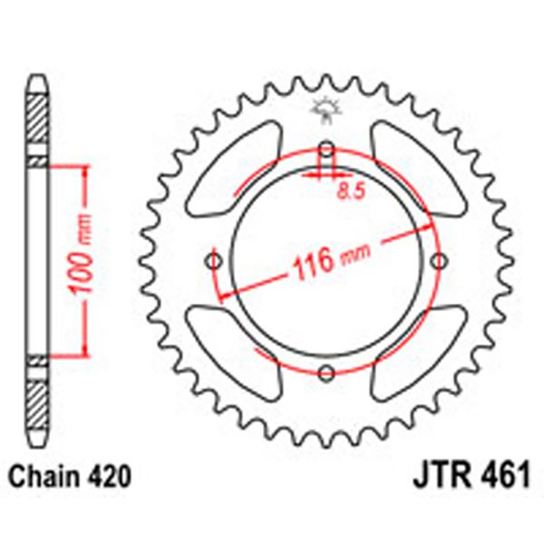 JT Rear Sprockets R/W 461-50
