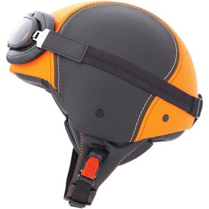 Caberg Jet Century Black/Orange Leather Helmet