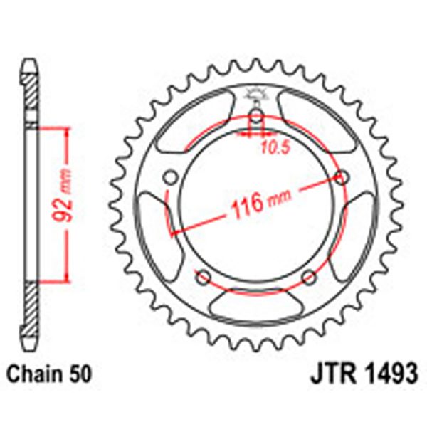 JT Rear Sprockets R/W 1493-41 KAW