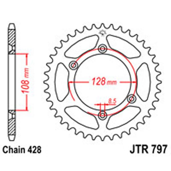 JT Rear Sprockets R/W 797-51 KAW
