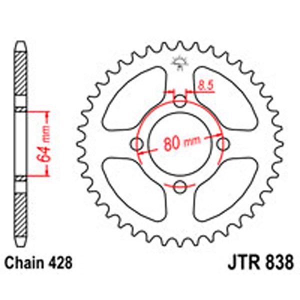 JT Rear Sprockets R/W 838-43T YAM