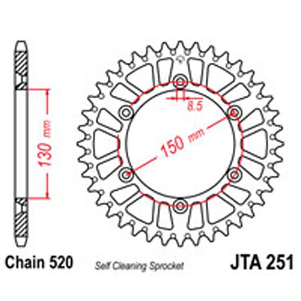 JT Rear Sprockets R/W 251-50SC Alloy