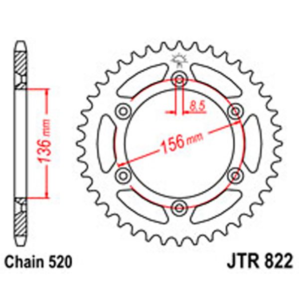 JT Rear Sprockets R/W 822-52 [820]