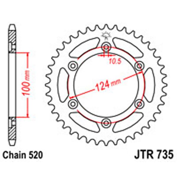 JT Rear Sprockets R/W 735-38 DUCATI