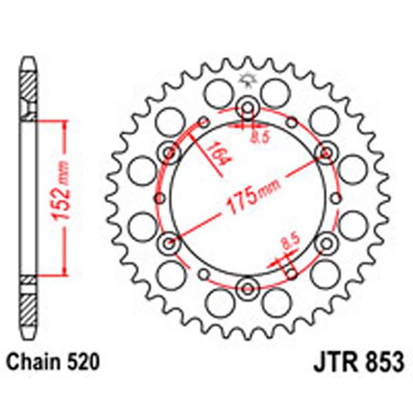 JT Rear Sprockets R/W 853-42 [856] S/O