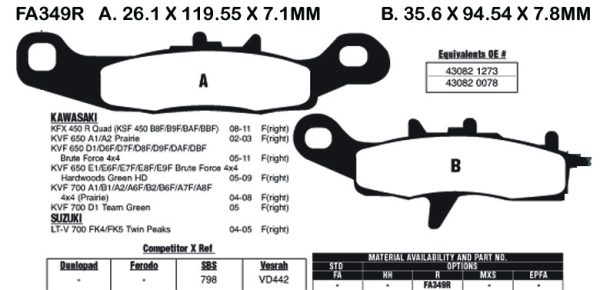 EBC Brake Pads FA349R-SPECIAL ORDER