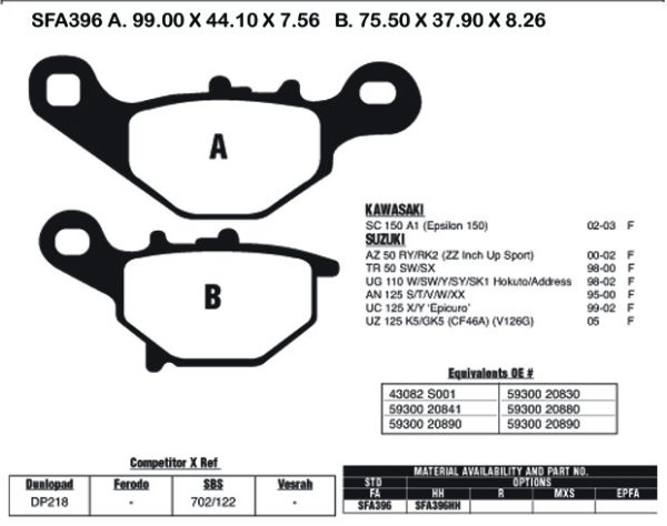 EBC Brake Pads SFA396