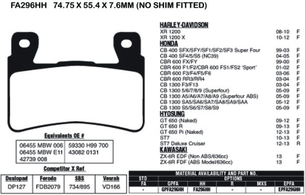 EBC Brake Pads EPFA296HH
