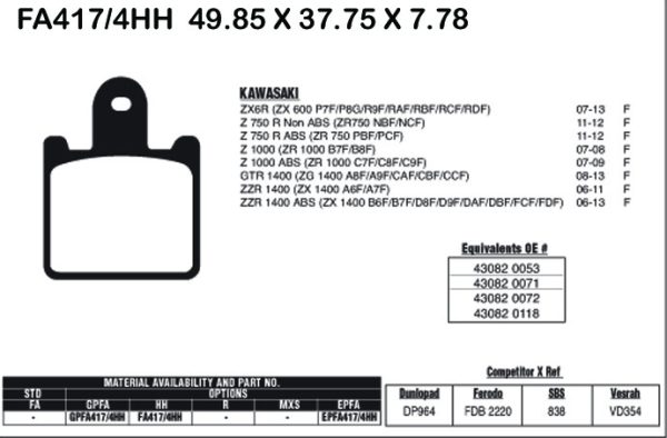 EBC Brake Pads FA417/4HH (4 Pcs Per Set)