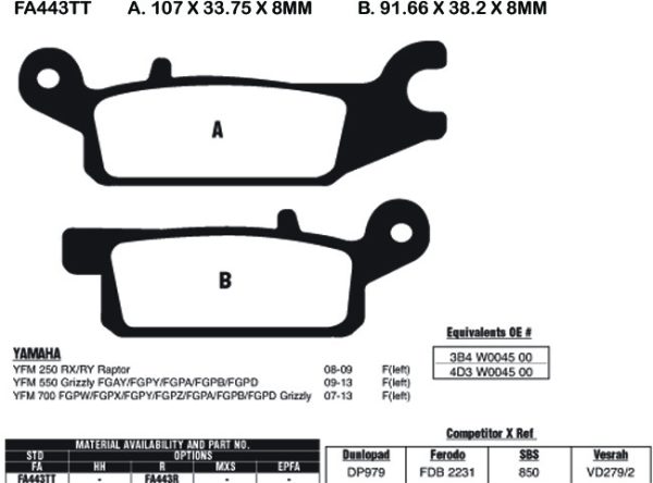 EBC Brake Pads FA443R-SPECIAL ORDER