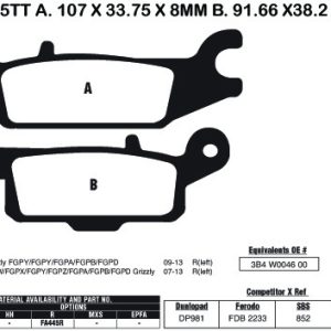 EBC Brake Pads FA445R-SPECIAL ORDER