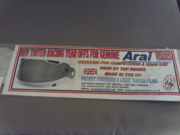 Bob Heath Tear Offs Light Tint Arai Pack of 5 [TOVALK]