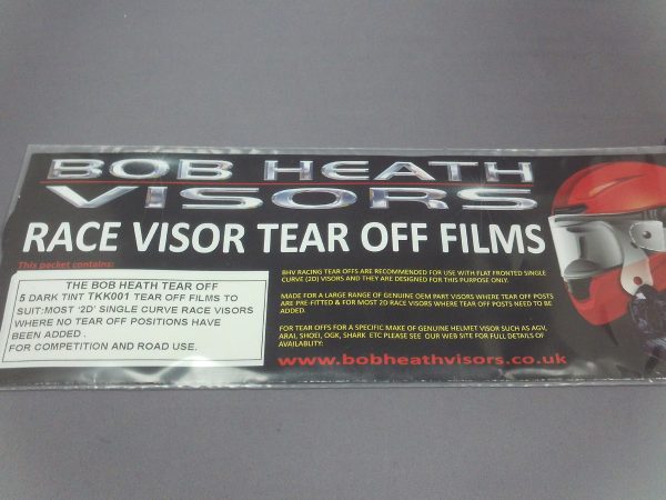 Bob Heath Tear Offs Dark Tint Arai Pack of 5 [TOVALKK]