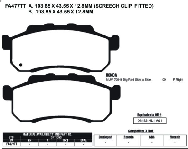 EBC Brake Pads FA477TT-SPECIAL ORDER