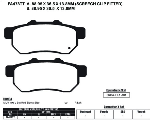 EBC Brake Pads FA478TT-SPECIAL ORDER