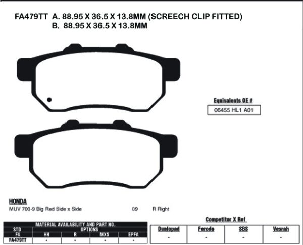 EBC Brake Pads FA479TT-SPECIAL ORDER