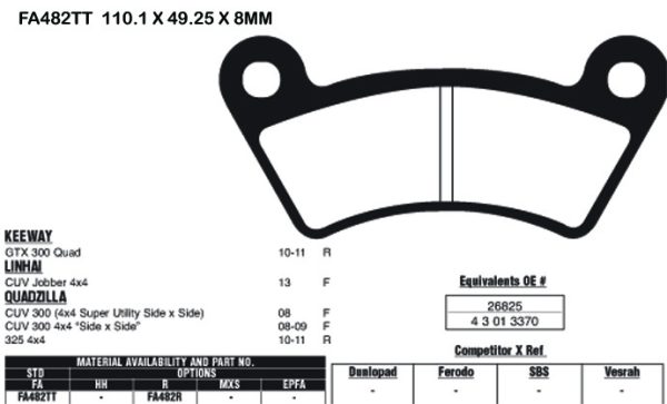 EBC Brake Pads FA482TT-SPECIAL ORDER