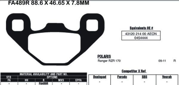 EBC Brake Pads FA489R-SPECIAL ORDER