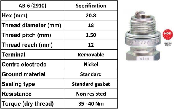 NGK Spark Plug AB-6 Plugs [Box 10]