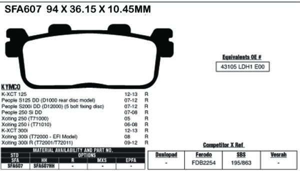 EBC Brake Pads SFA607