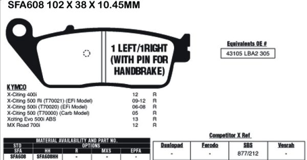 EBC Brake Pads SFA608