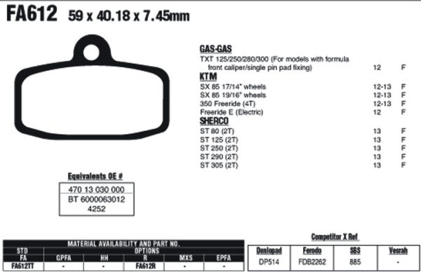 EBC Brake Pads FA612R