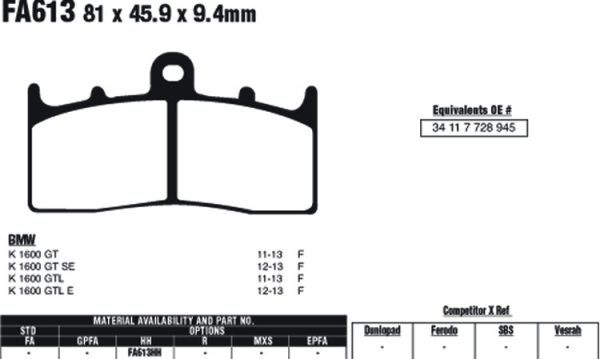 EBC Brake Pads FA613HH