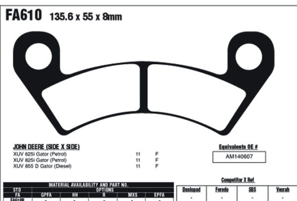 EBC Brake Pads FA610R-SPECIAL ORDER
