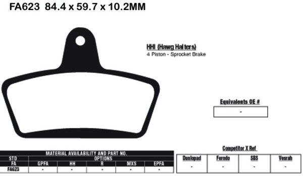 EBC Brake Pads FA623-SPECIAL ORDER+AF3250