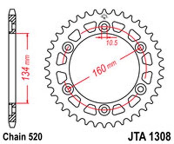JT Rear Sprockets R/W 1308-42 Alloy