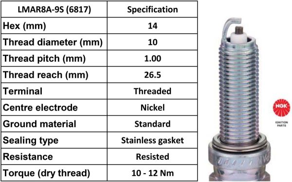 NGK Spark Plug LMAR8A-9S Plugs [Box 10]
