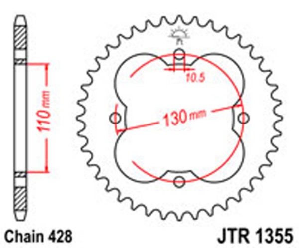 JT Rear Sprockets R/W 1355-50