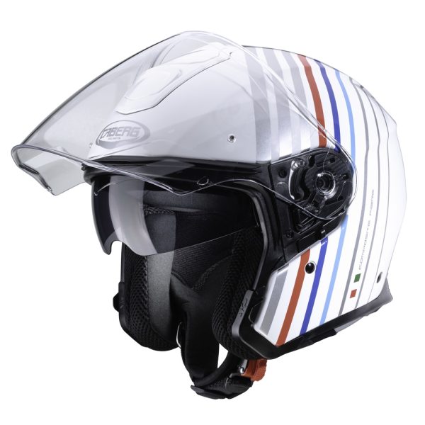 Caberg Flyon Bakari White/Silver Open Face Motorcycle Helmet S/O