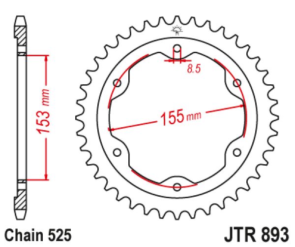 JT Rear Sprockets R/W 893-38