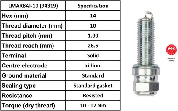 NGK Spark Plug LMAR8AI-10 Plugs [Box 4]