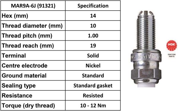 NGK Spark Plug MAR9A-6J Plugs [Box 4]