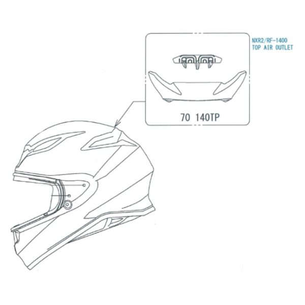 Shoei NXR2 Top Air Outlet Bright Yellow