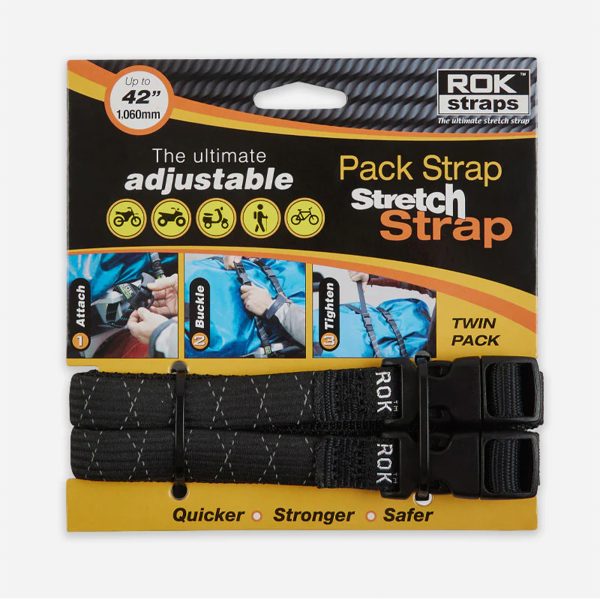 ROK 358 Pack Adjustable Stretch Strap Black Reflective 2 Pack