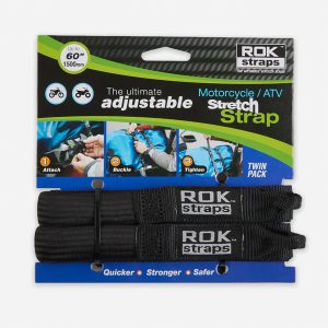 ROK 025 Motorcycle Adjustable Stretch Strap Cruiser Black 2 Pack