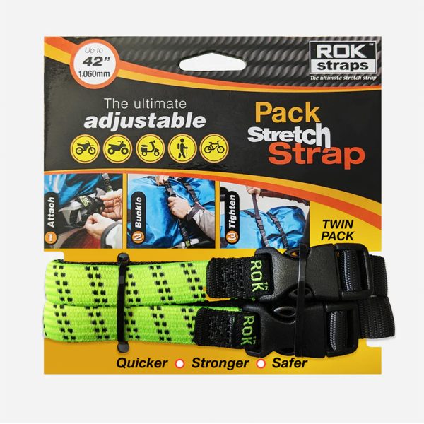 ROK 361 Pack Adjustable Stretch Strap Hi-Vis Green/Black 2 Pack