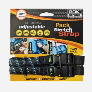 ROK 359 Pack Adjustable Stretch Strap Black/Blue Green Reflective 2 Pack