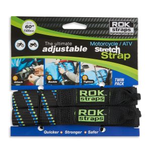 ROK 001 Motorcycle Adjustable Stretch Strap Black/Blue/Green 2 Pack