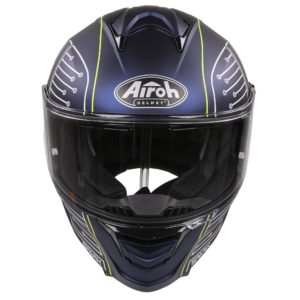 Airoh Spark Flow Helmet – Fluro Yellow / Blue Circuit MATT (Small)
