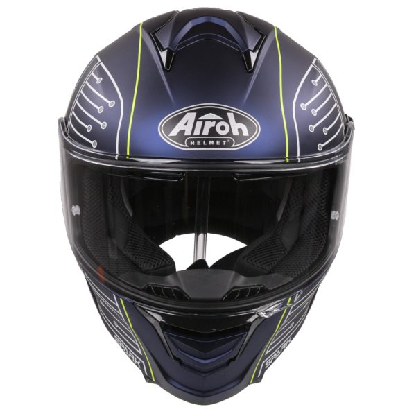 Airoh Spark Flow Helmet - Fluro Yellow / Blue Circuit MATT (Small)