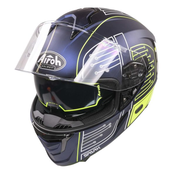 Airoh Spark Flow Helmet - Fluro Yellow / Blue Circuit MATT (Small) - Image 10