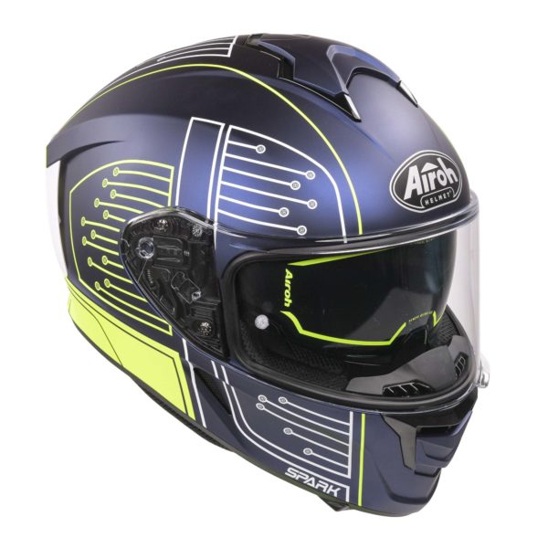 Airoh Spark Flow Helmet - Fluro Yellow / Blue Circuit MATT (Small) - Image 11