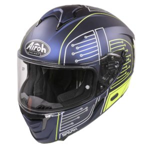 Airoh Spark Flow Helmet – Fluro Yellow / Blue Circuit MATT (Small)