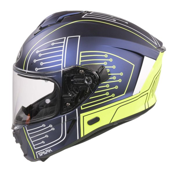 Airoh Spark Flow Helmet - Fluro Yellow / Blue Circuit MATT (Small) - Image 15