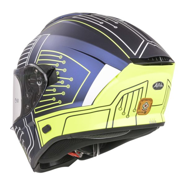 Airoh Spark Flow Helmet - Fluro Yellow / Blue Circuit MATT (Small) - Image 4