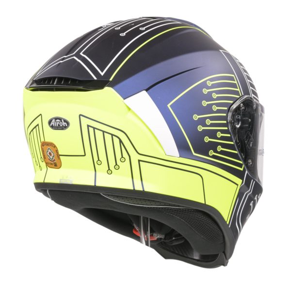 Airoh Spark Flow Helmet - Fluro Yellow / Blue Circuit MATT (Small) - Image 6